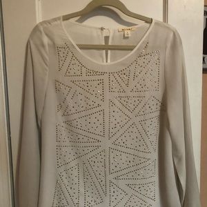 Francesca’s White Blouse with gold accent